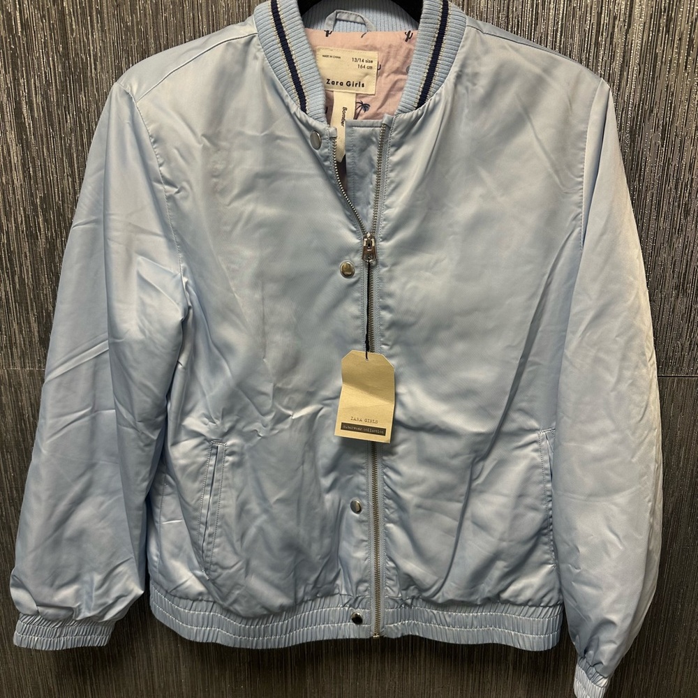 Zara Light Blue Kids Bomber Jacket